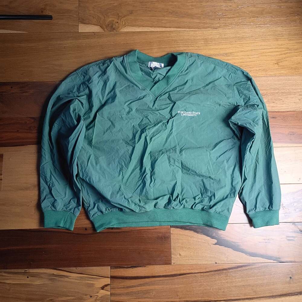 Vintage First USA Portland State University Green V-Neck Pullover Windbreaker